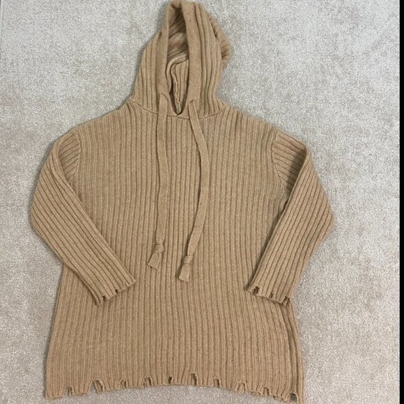 Zara Knit Distressed Sweater Mini‎ Dress with Hood  Alpaca Blend Small - Picture 1 of 6